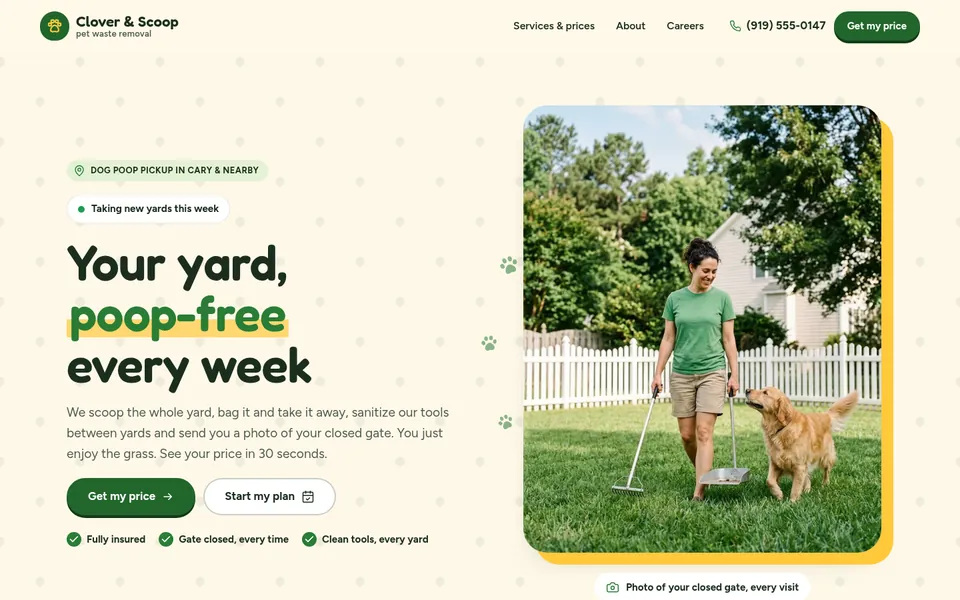 The home page of the Fetch template