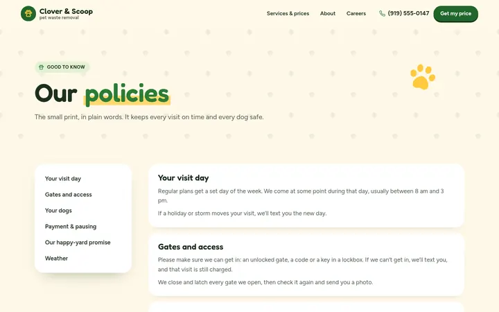 The Policies page