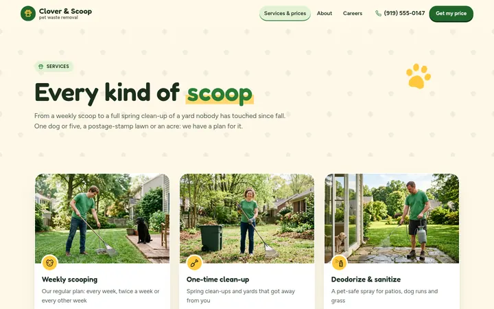 The Services page