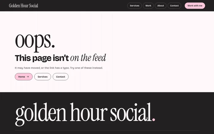 The page not found page of the Social media template