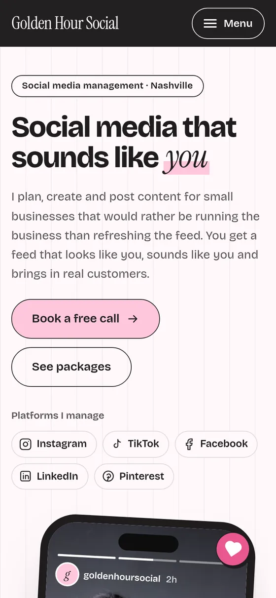 The same page on a phone