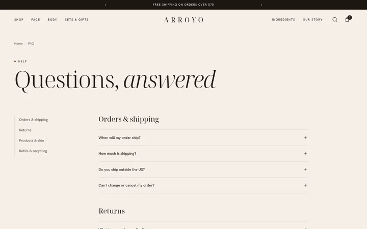 The FAQ page