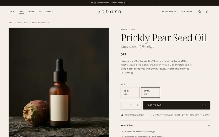 The A product page