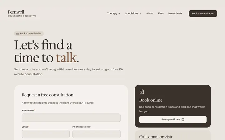 The Contact page