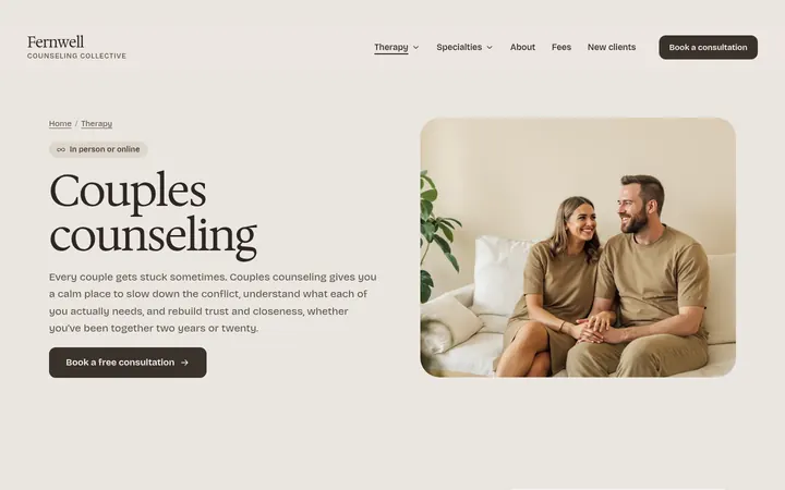 The Couples counseling page
