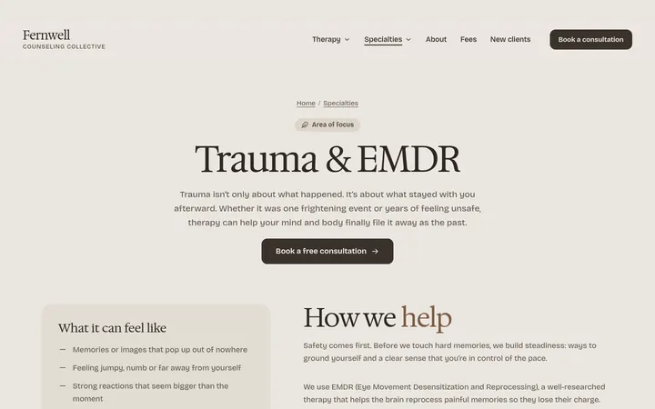 The Trauma & EMDR page