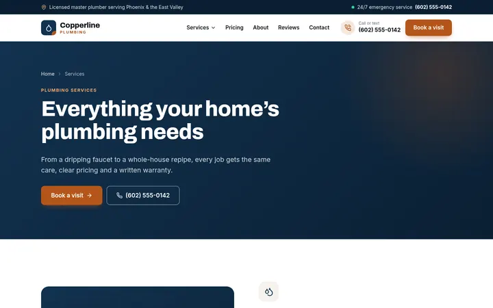 The Services page