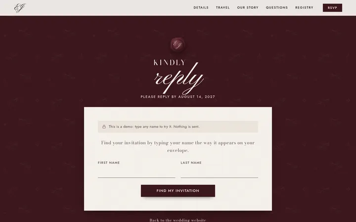 The RSVP page