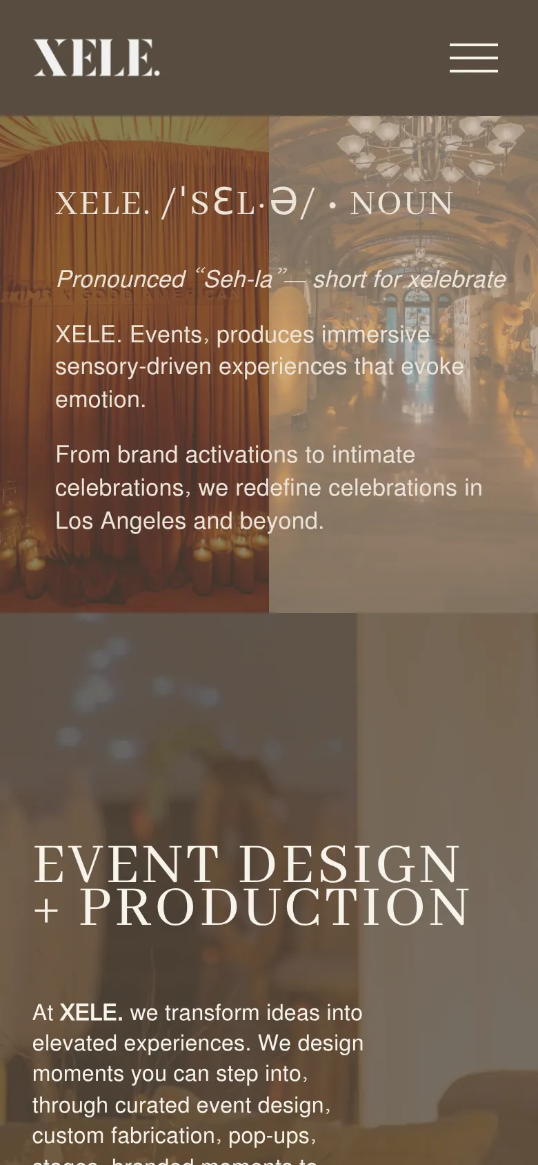 The Xele website on a phone